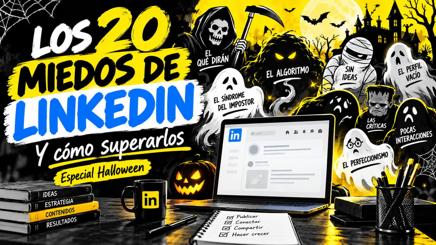 Los 20 miedos de LinkedIn: especial Halloween para profesionales que todavía no se atreven a publicar